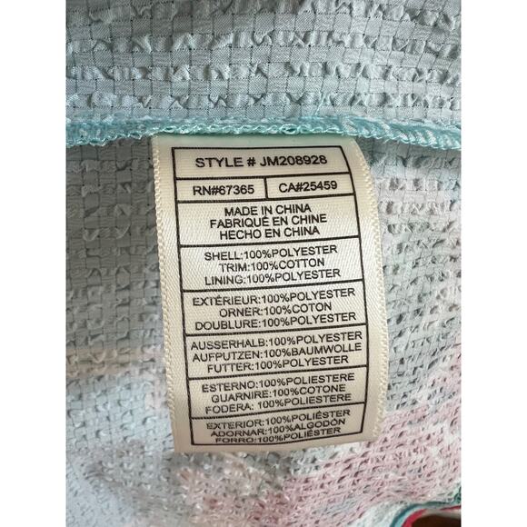 Betsy Johnson Rose Garden Seersucker Zip Front Mini Dress Aqua Floral size Small - Picture 12 of 13